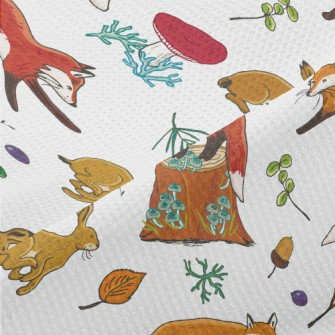 Forest Animals Fox And Hare Piqué