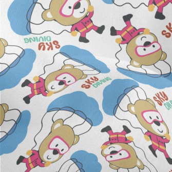 Cute Little Bear Skydiving Lightweight Performance Linen