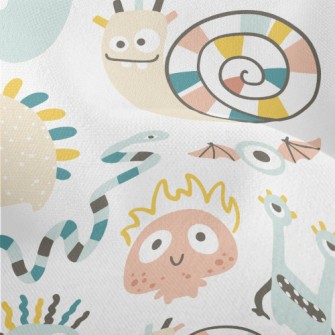 Cute Monsters In Minimalist St Lightweight Performance Linen