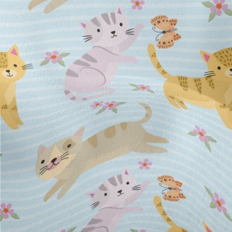 Kittens Chasing Butterflies Lightweight Performance Linen