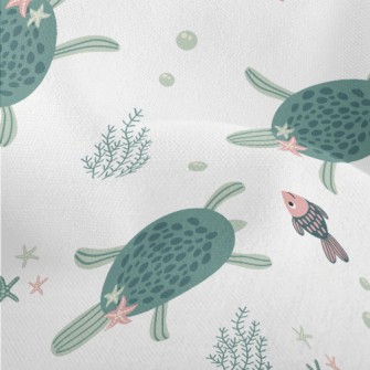Sea Turtle Swimming With Fish Lightweight Performance Linen