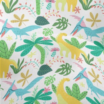 Happy Dinosaur In The Jungle Lightweight Performance Linen