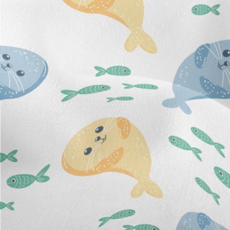 Playful Fur Seal And Small Fis Lightweight Performance Linen