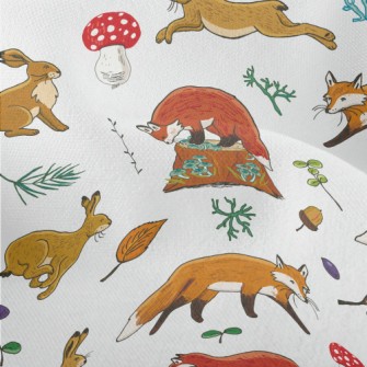 Forest Animals Fox And Hare Lightweight Performance Linen