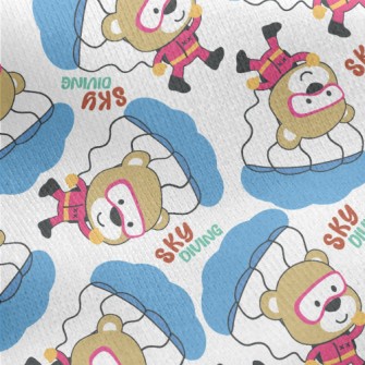 Cute Little Bear Skydiving Jersey Backed Fleece