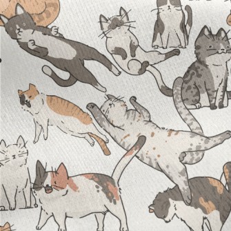 Hand Drawn Doodles Of Cat Life Jersey Backed Fleece