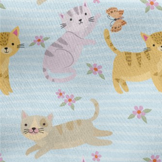 Kittens Chasing Butterflies Jersey Backed Fleece