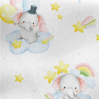 Baby Elephant Holding Balloons Jersey Backed Fleece