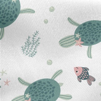 Sea Turtle Swimming With Fish Jersey Backed Fleece