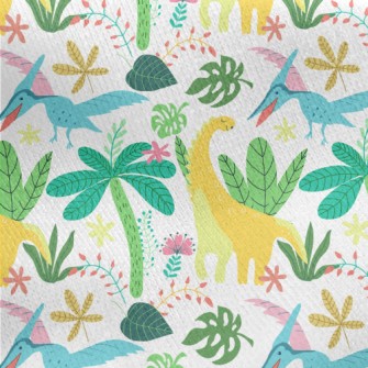 Happy Dinosaur In The Jungle Jersey Backed Fleece