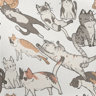 Hand Drawn Doodles Of Cat Life Pongee
