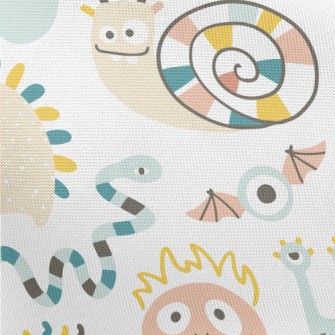 Cute Monsters In Minimalist St Pongee