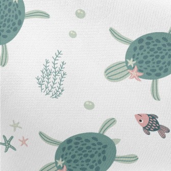 Sea Turtle Swimming With Fish Pongee