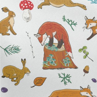 Forest Animals Fox And Hare Pongee