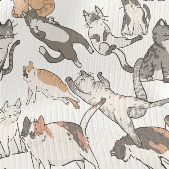 Hand Drawn Doodles Of Cat Life Stretch Jersey