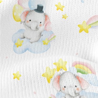 Baby Elephant Holding Balloons Stretch Jersey