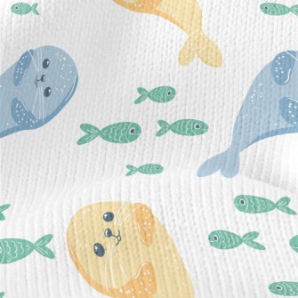 Playful Fur Seal And Small Fis Stretch Jersey