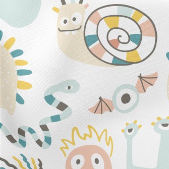 Cute Monsters In Minimalist St Lightweight Cotton Poplin