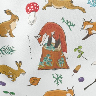 Forest Animals Fox And Hare Lightweight Cotton Poplin