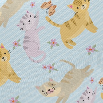 Kittens Chasing Butterflies Midweight Cotton Poplin