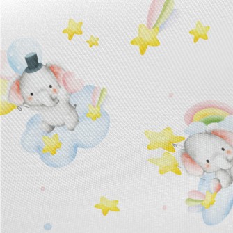 Baby Elephant Holding Balloons Midweight Cotton Poplin