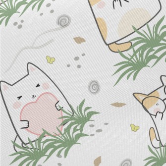 Smiling Happy Kitten Midweight Cotton Poplin