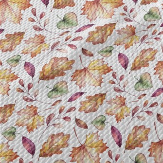 Colorful Autumn Leaves Birdseye Piqué