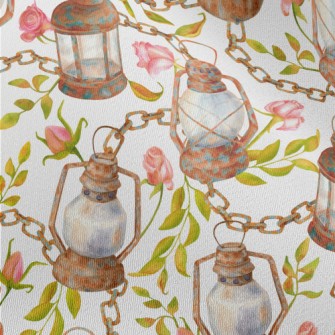 Rusty Hand Fire Lamp With Rose Chiffon