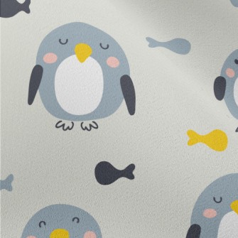 Cute Squinting Penguin And Fis Chiffon