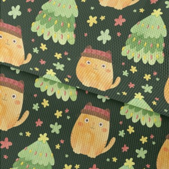 Christmas Tree And Cat In Hat Waterproof Oxford