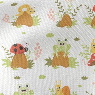 Cute Insect On Mushroom Waterproof Canvas