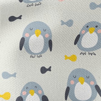 Cute Squinting Penguin And Fis Waterproof Canvas