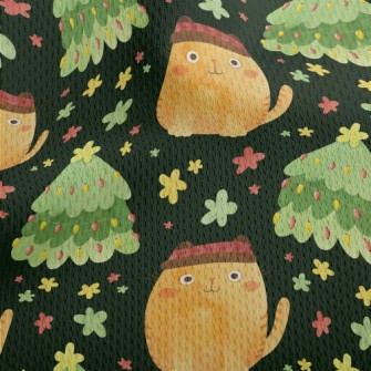 Christmas Tree And Cat In Hat Athletic Mesh Flat Back