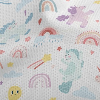 Happy Unicorn And Rainbow Athletic Mesh Flat Back