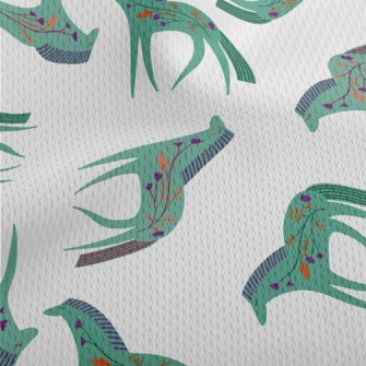 Green Horse With Flowers Athletic Mesh Flat Back