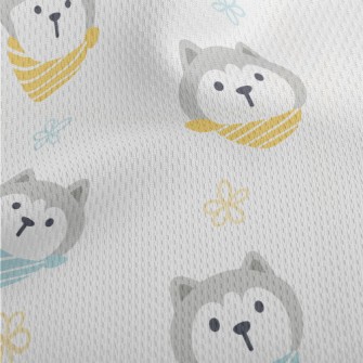 Husky Wearing A Scarf Athletic Mesh Flat Back