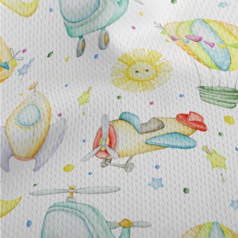 Cute Air Vehicles Athletic Mesh Flat Back