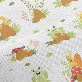 Cute Insect On Mushroom Performance Linen
