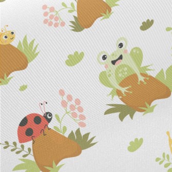 Cute Insect On Mushroom Twill