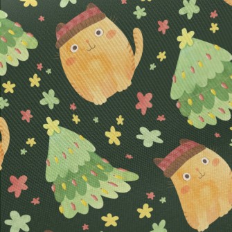 Christmas Tree And Cat In Hat Twill