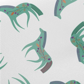 Green Horse With Flowers Twill