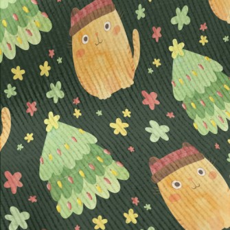 Christmas Tree And Cat In Hat Standard Corduroy