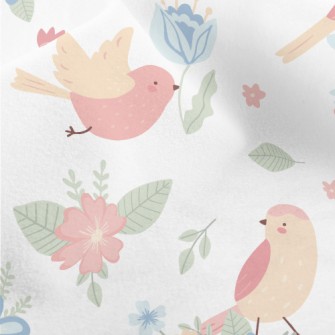 Birds Flying Among The Flowers Micro Fleece