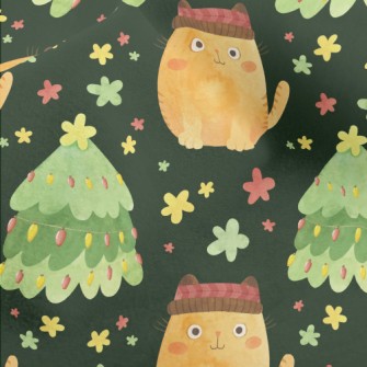 Christmas Tree And Cat In Hat Micro Fleece