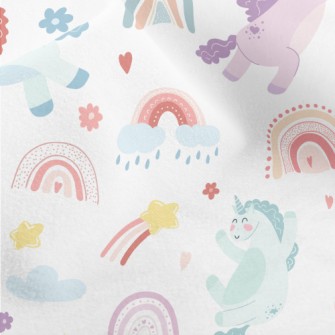 Happy Unicorn And Rainbow Micro Fleece