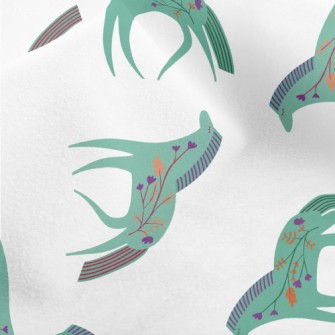 Green Horse With Flowers Micro Fleece