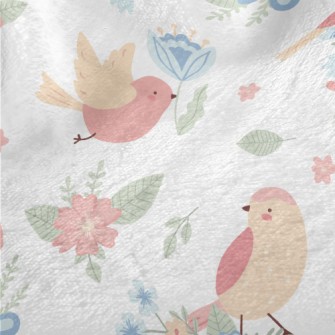 Birds Flying Among The Flowers Minky
