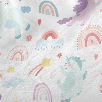 Happy Unicorn And Rainbow Minky