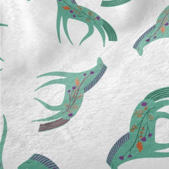 Green Horse With Flowers Minky