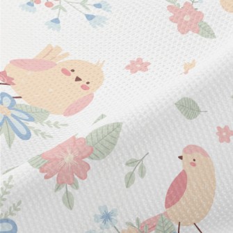 Birds Flying Among The Flowers Piqué